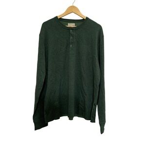 J Crew Knit Goods Men's Dark Green Long Sleeve Henley Shirt XL